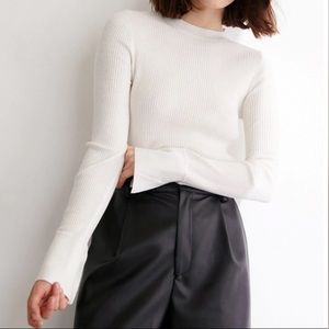Jareth White Premium Wool Ribbed Sweater